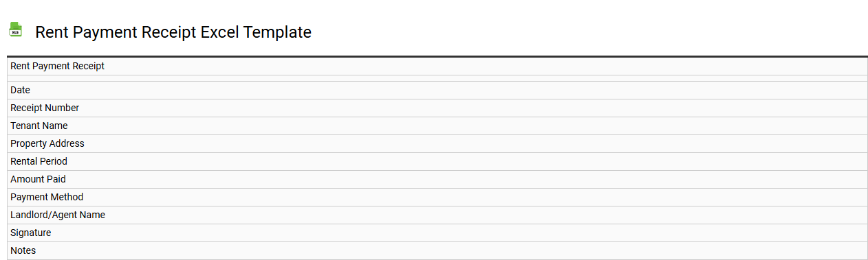 Rent payment receipt Excel template