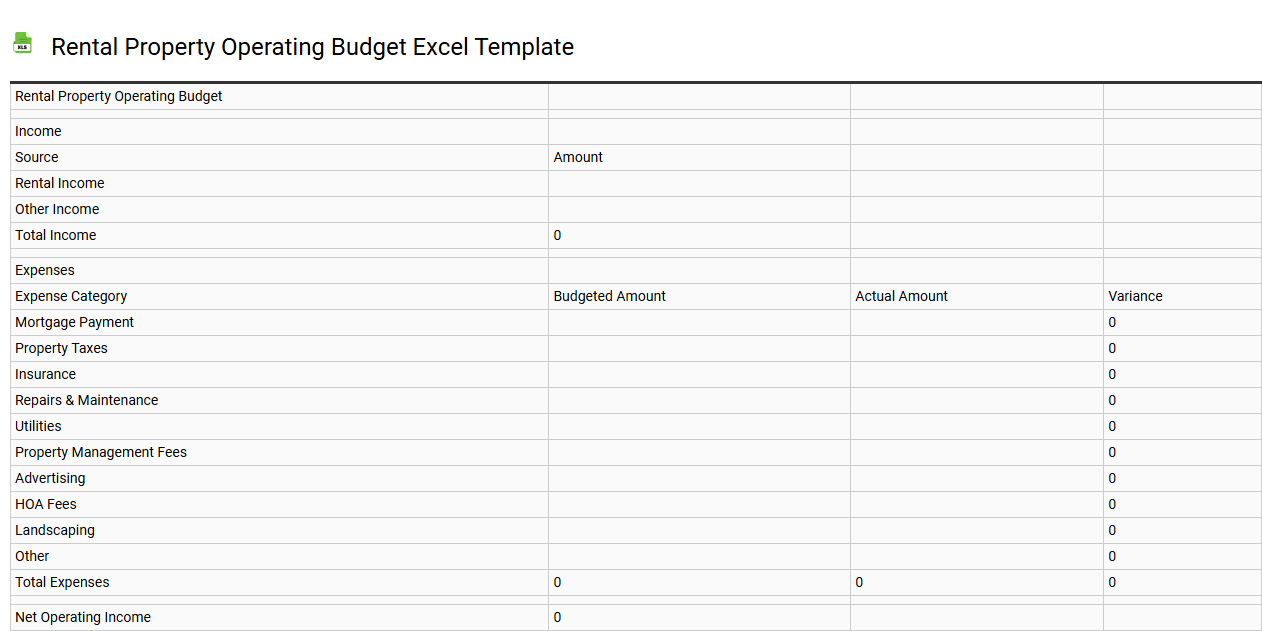 Rental property operating budget Excel template