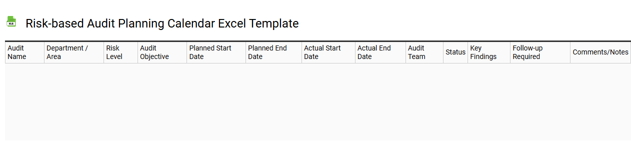 Risk-based audit planning calendar Excel template