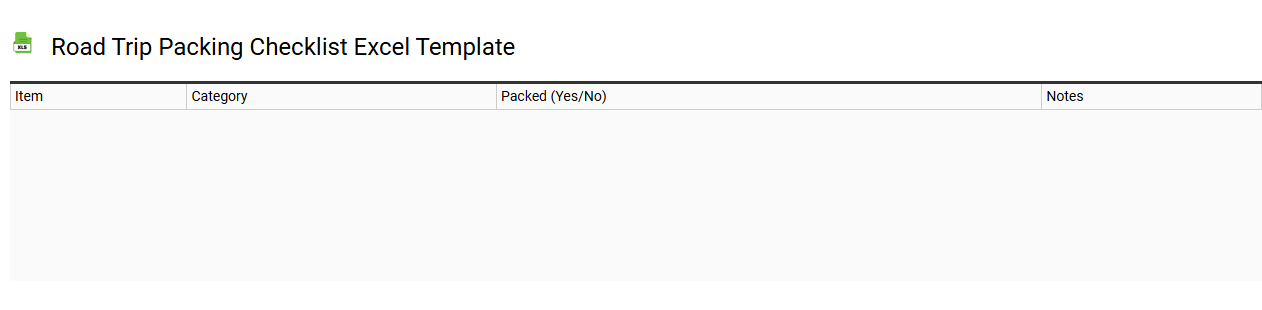Road trip packing checklist Excel template