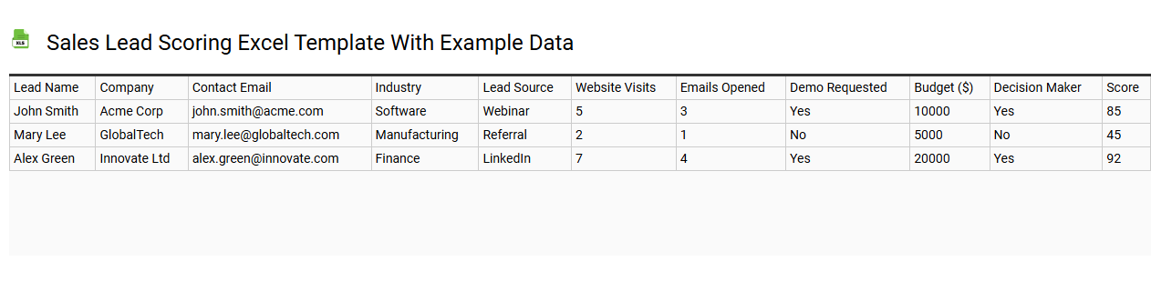 Sales lead scoring Excel template with example data