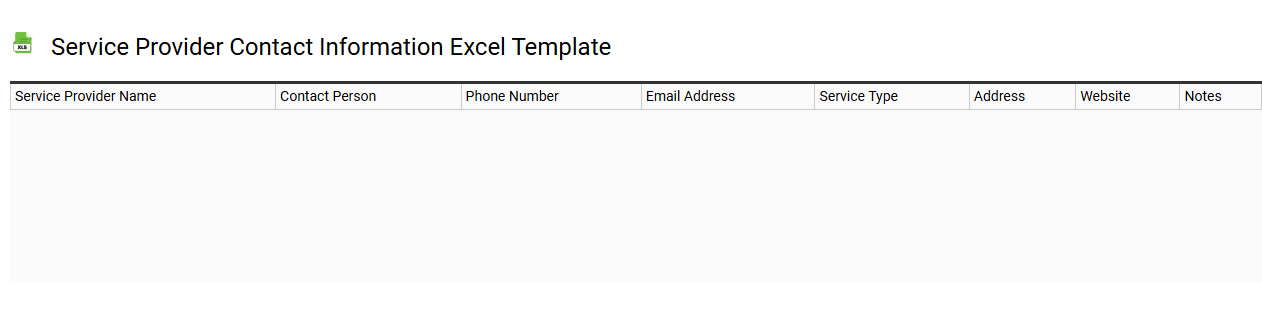 Service provider contact information Excel template