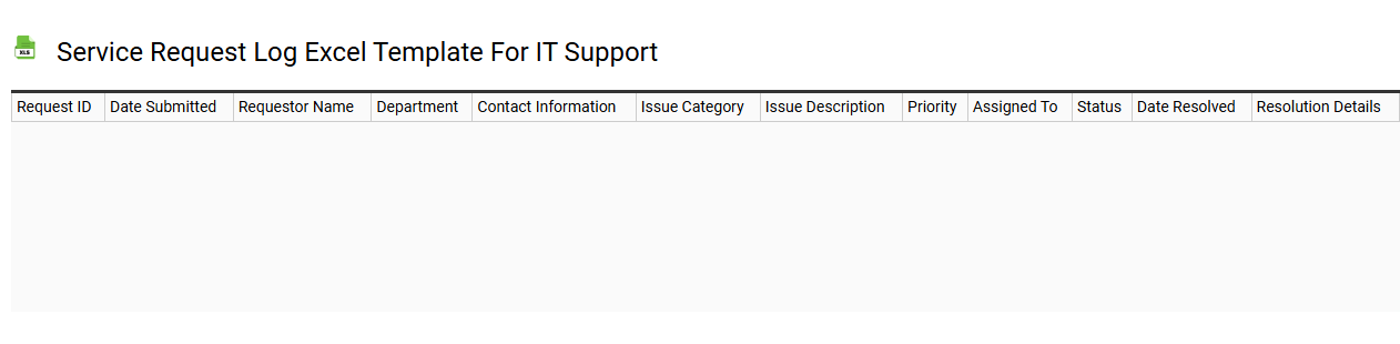 Service request log Excel template for IT support