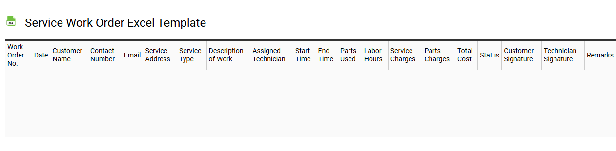 Service work order Excel template