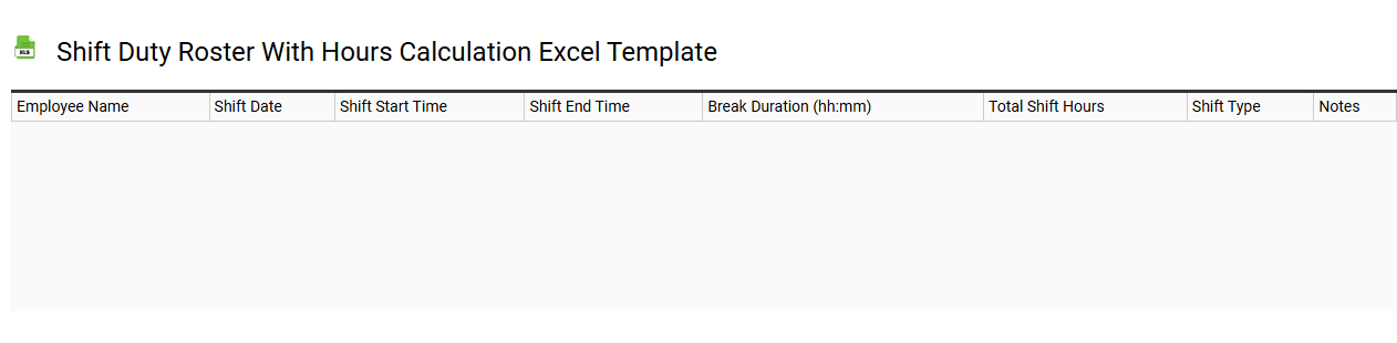 Shift duty roster with hours calculation Excel template