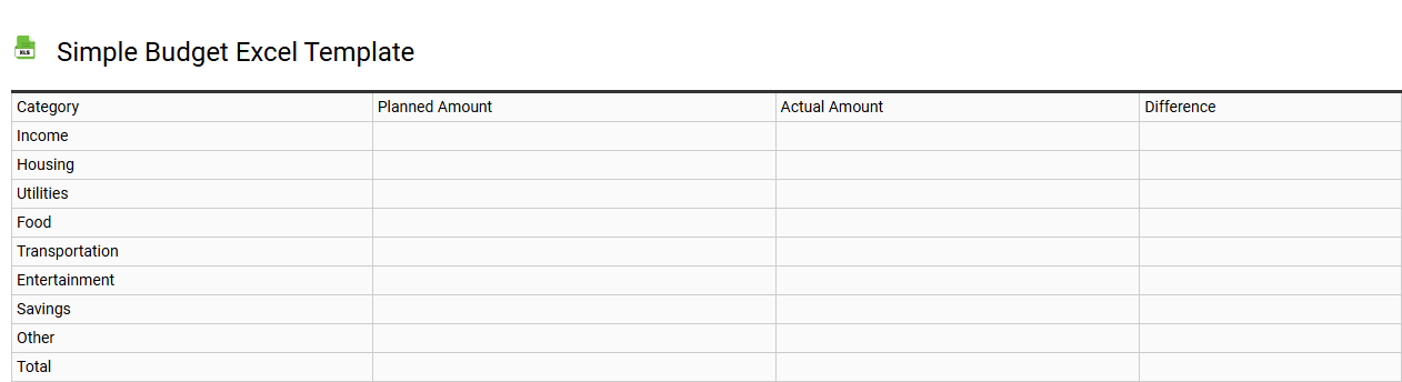 Simple budget Excel template
