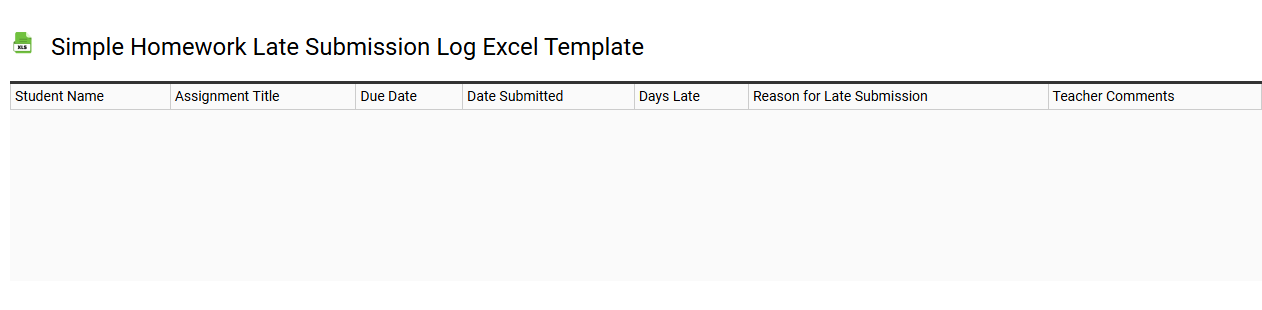 Simple homework late submission log Excel template