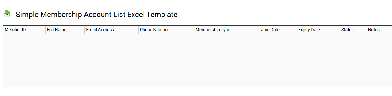 Simple membership account list Excel template