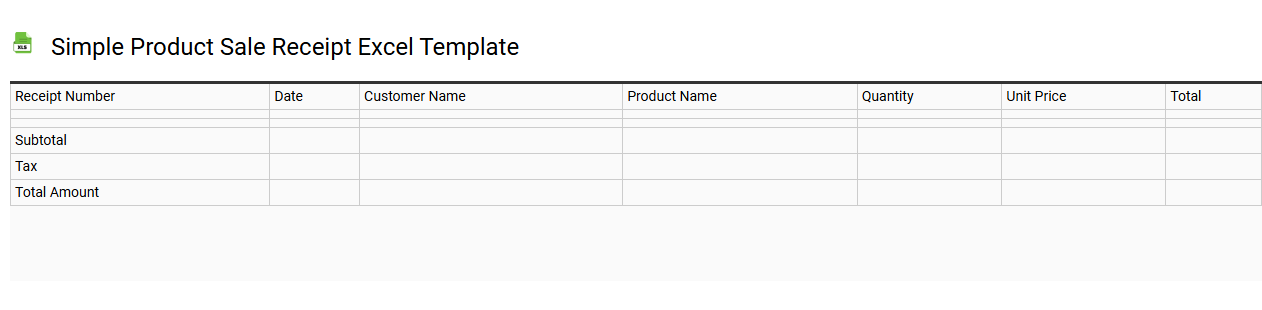 Simple product sale receipt Excel template