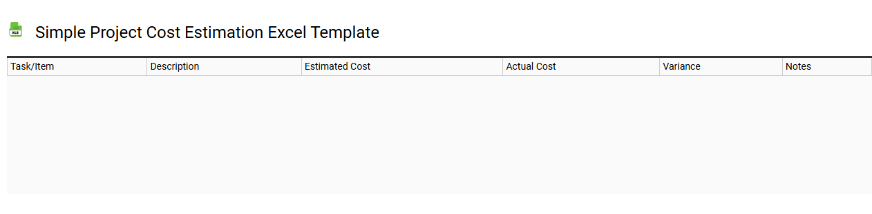 Simple project cost estimation Excel template