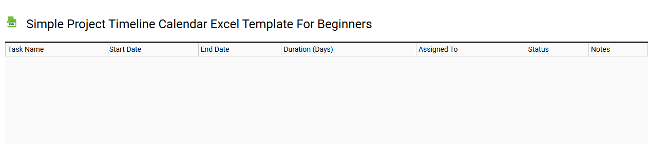 Simple project timeline calendar Excel template for beginners