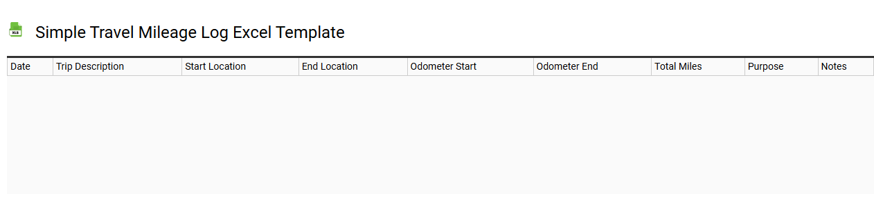 Simple travel mileage log Excel template