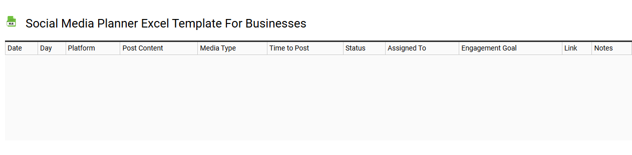 Social media planner Excel template for businesses