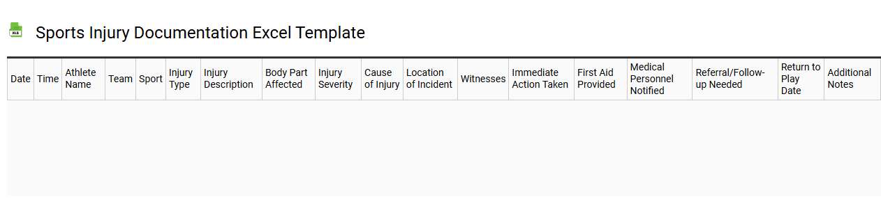 Sports injury documentation Excel template