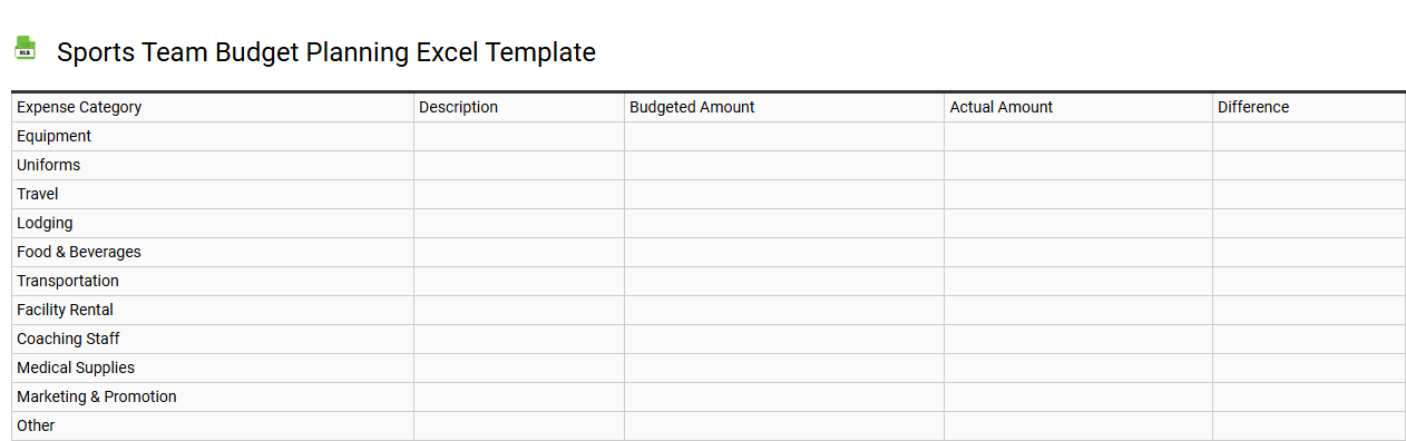 Sports team budget planning Excel template