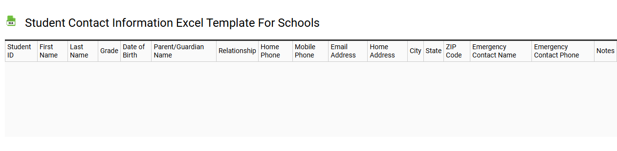 Student contact information Excel template for schools