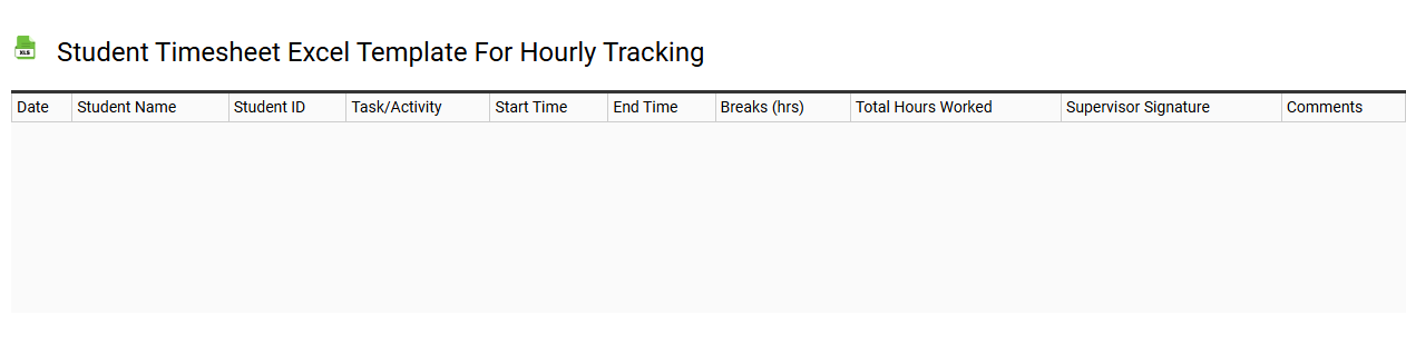 Student timesheet Excel template for hourly tracking