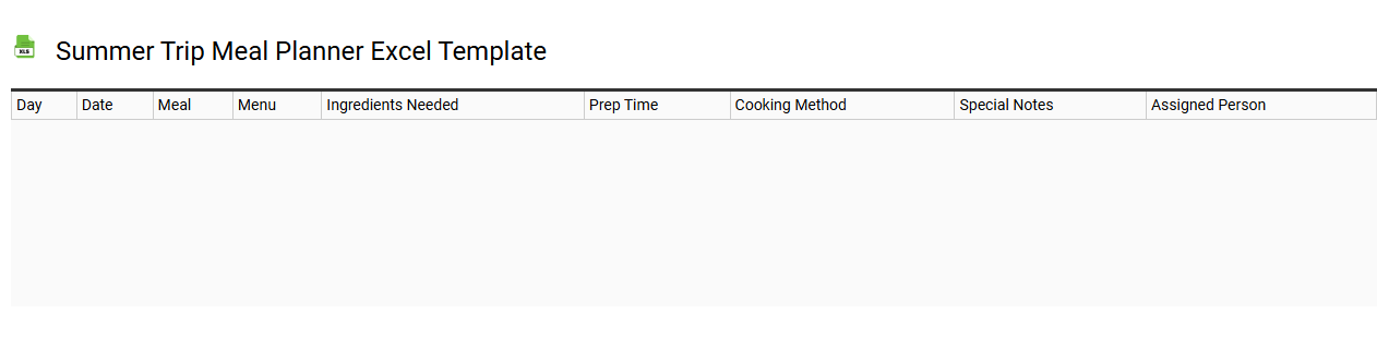 Summer trip meal planner Excel template