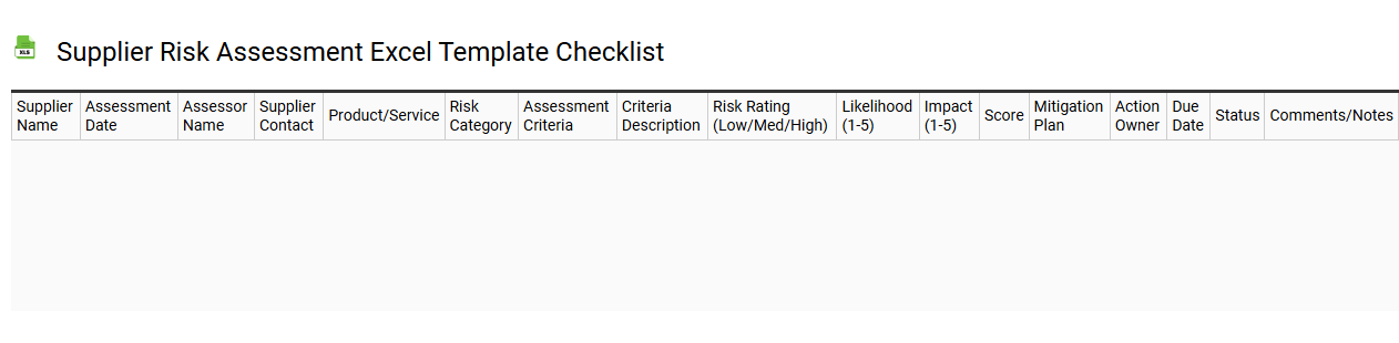Supplier risk assessment Excel template checklist
