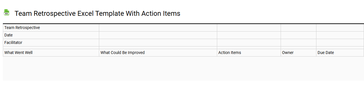 Team retrospective Excel template with action items