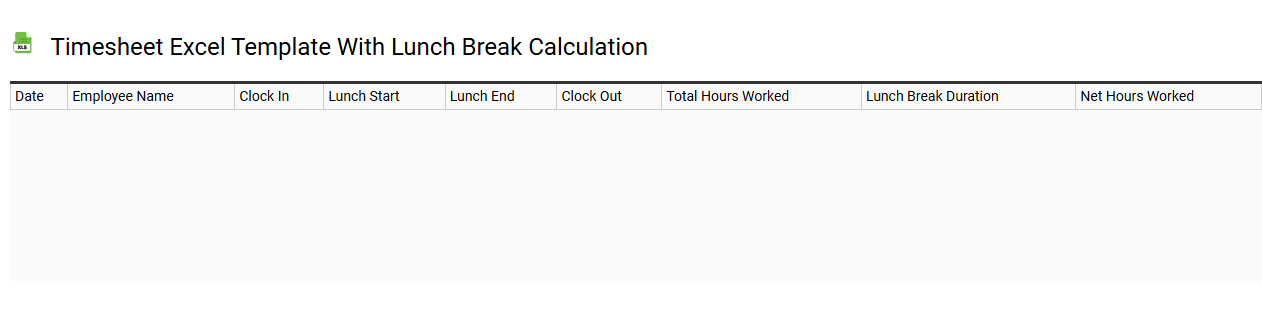 Timesheet Excel template with lunch break calculation