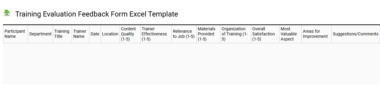 Training evaluation feedback form Excel template