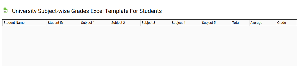 University subject-wise grades Excel template for students