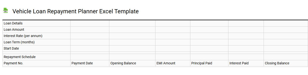 Vehicle loan repayment planner Excel template