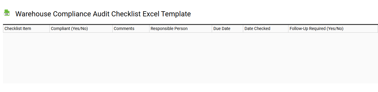 Warehouse compliance audit checklist Excel template