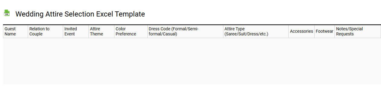 Wedding attire selection Excel template