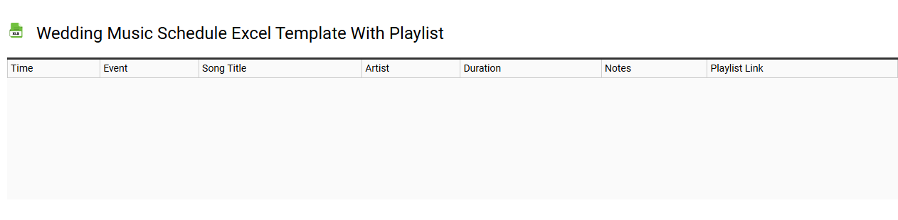 Wedding music schedule Excel template with playlist