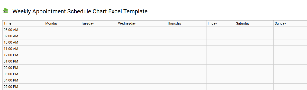 Weekly appointment schedule chart Excel template