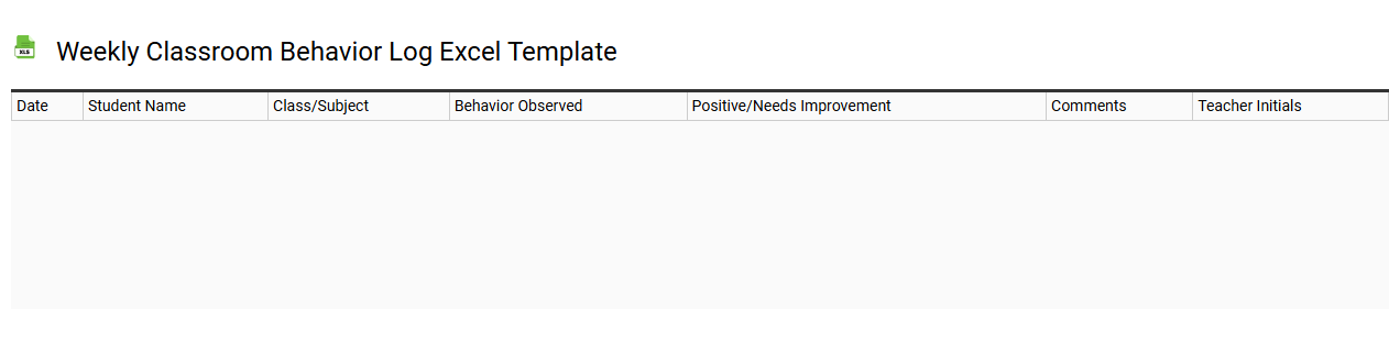 Weekly classroom behavior log Excel template