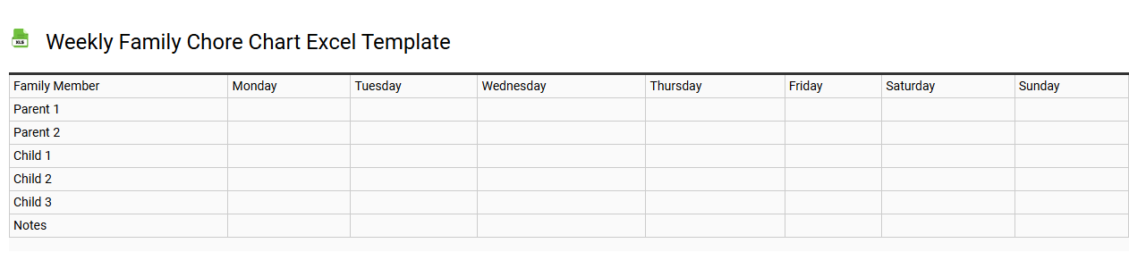 Weekly family chore chart Excel template