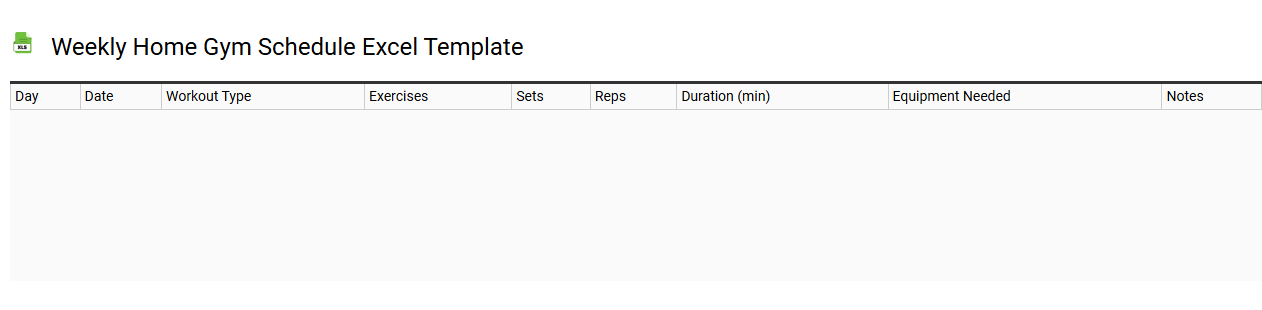 Weekly home gym schedule Excel template