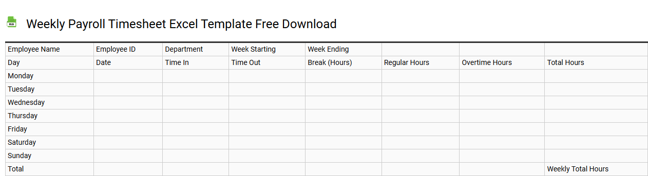Weekly payroll timesheet Excel template free download