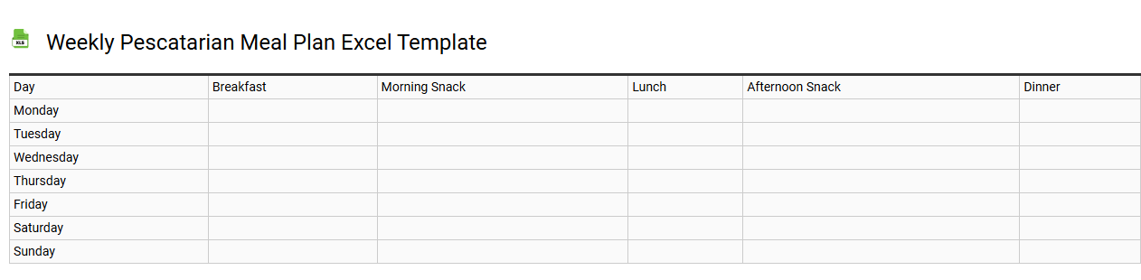 Weekly pescatarian meal plan Excel template