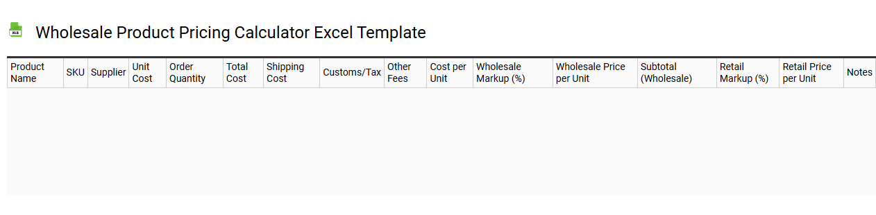 Wholesale product pricing calculator Excel template