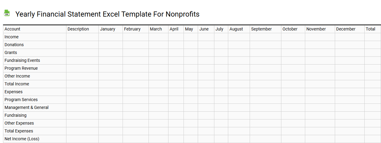 Yearly financial statement Excel template for nonprofits