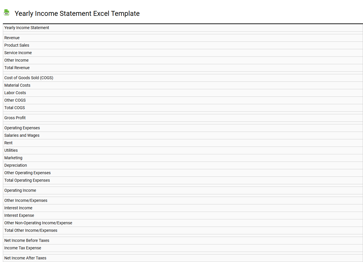 Yearly income statement Excel template