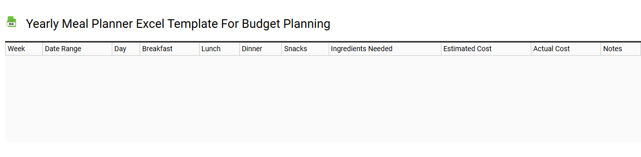 Yearly meal planner Excel template for budget planning