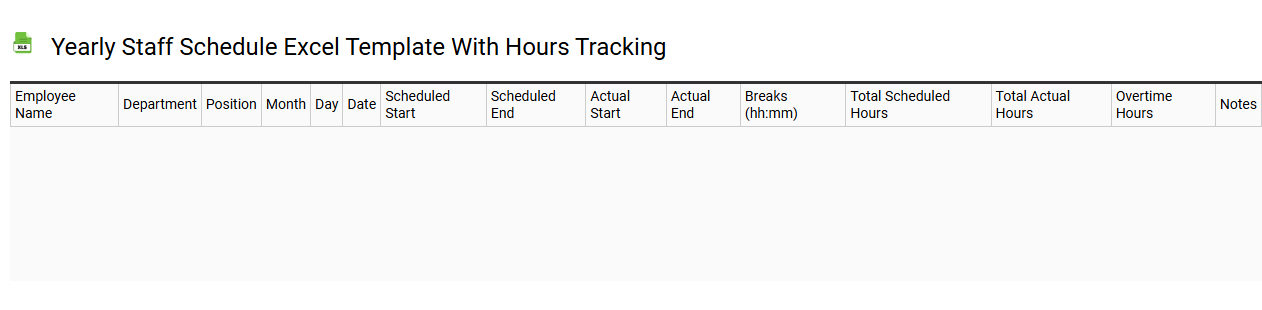Yearly staff schedule Excel template with hours tracking