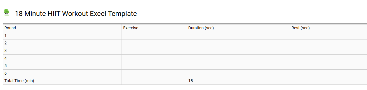 18 minute HIIT workout Excel template