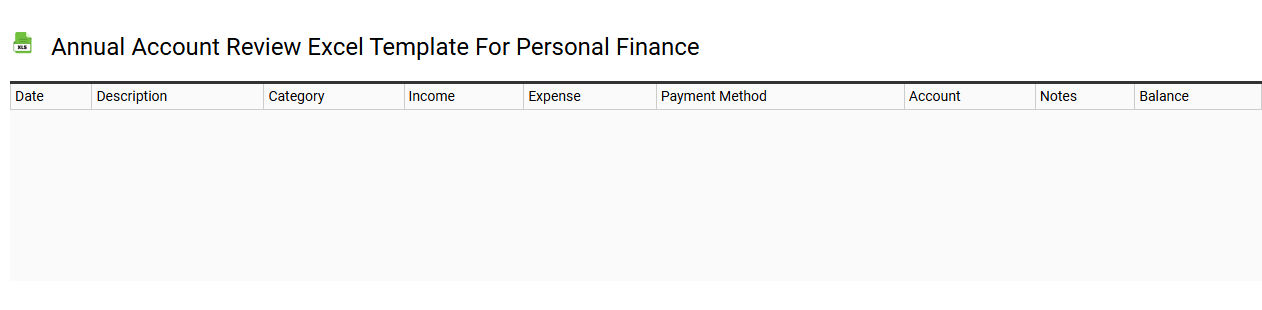 Annual account review Excel template for personal finance