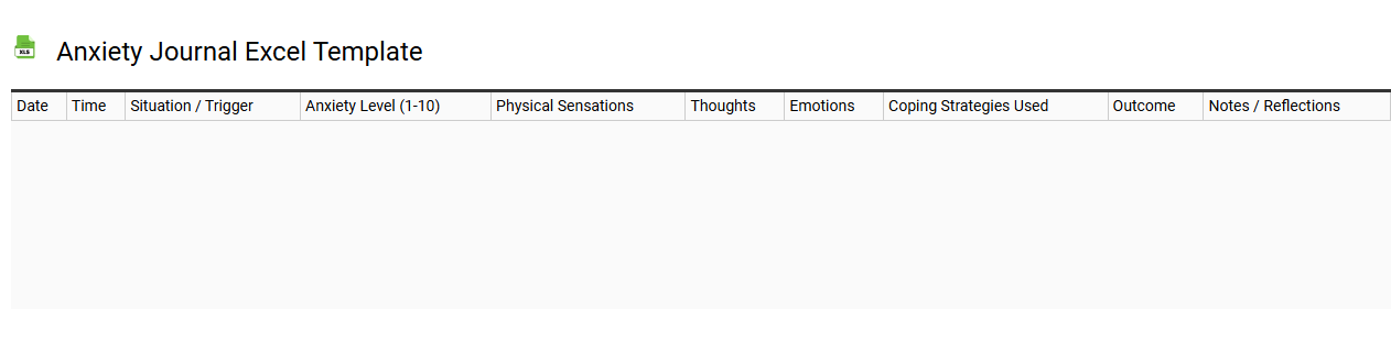 Anxiety journal Excel template