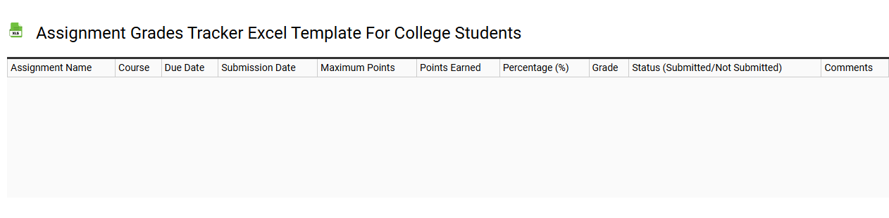Assignment grades tracker Excel template for college students