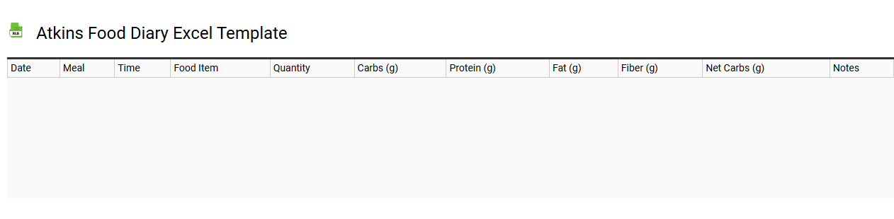 Atkins food diary Excel template