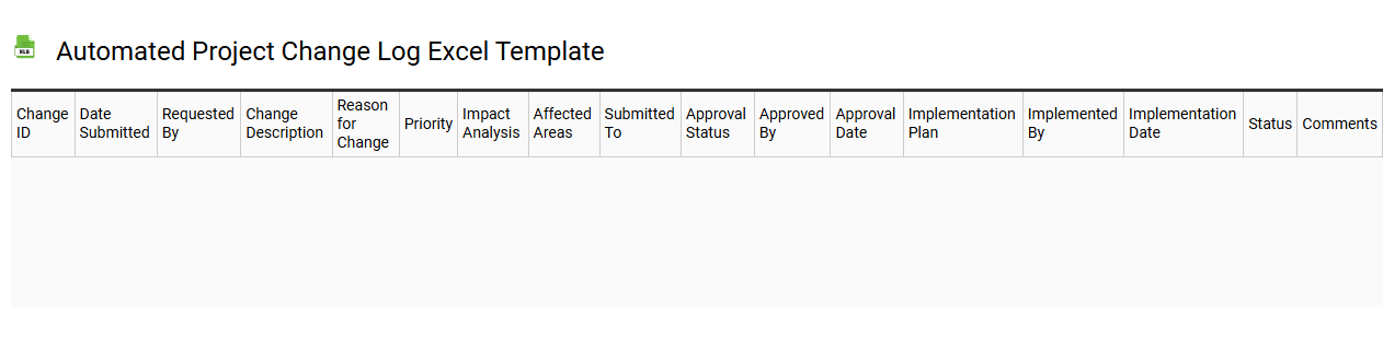 Automated project change log Excel template