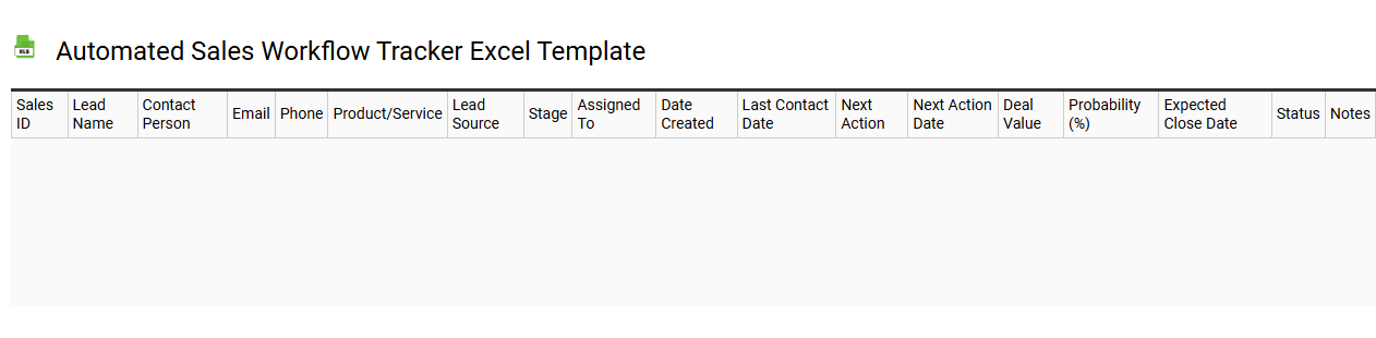 Automated sales workflow tracker Excel template