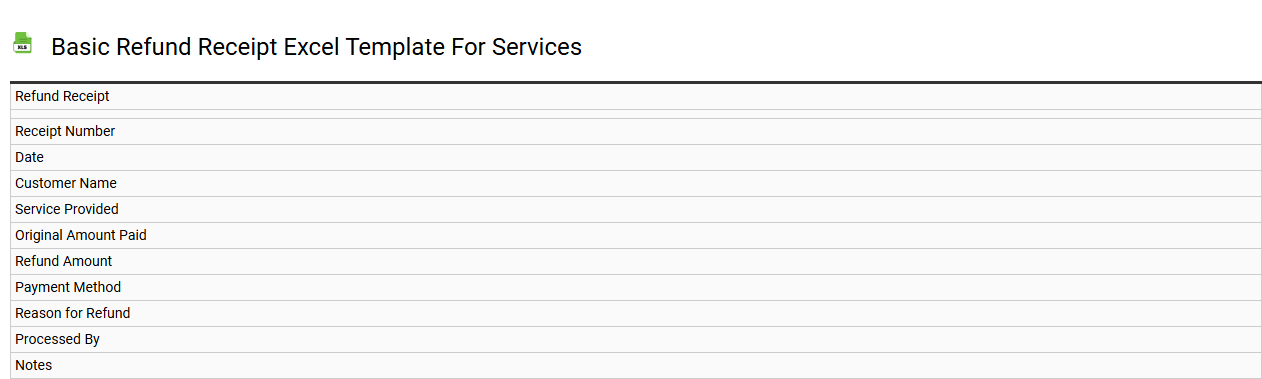 Basic refund receipt Excel template for services